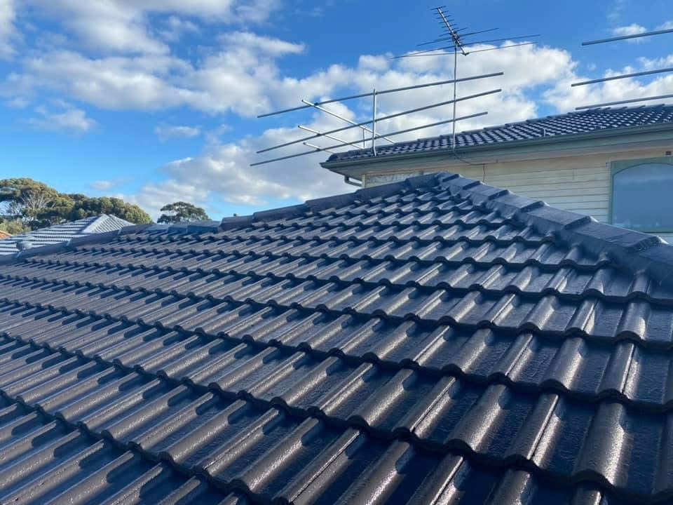 Roof tiles in an even, freshly coated finish