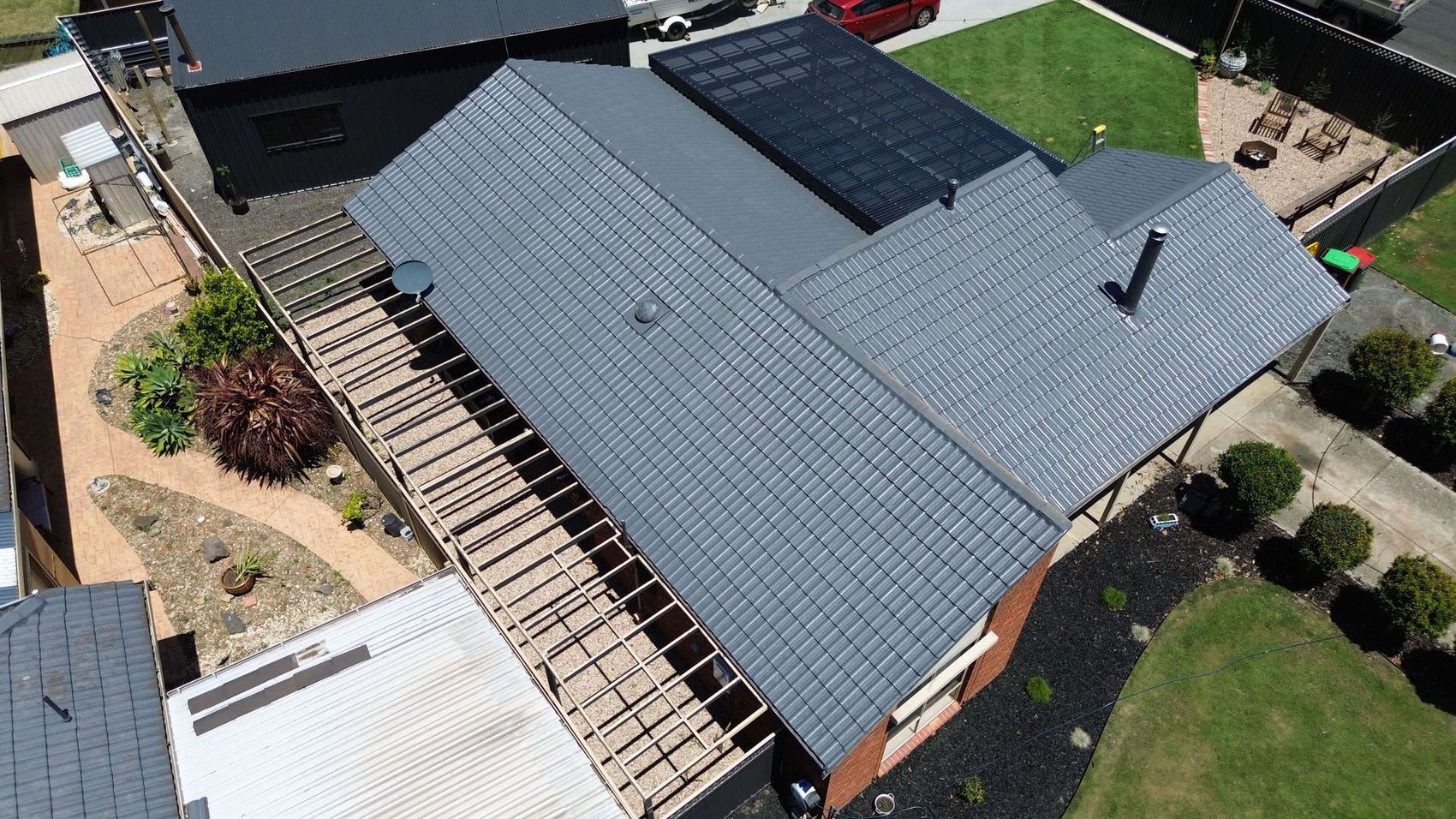 A tiled roof replaced by Barden Bros Group, seen from above